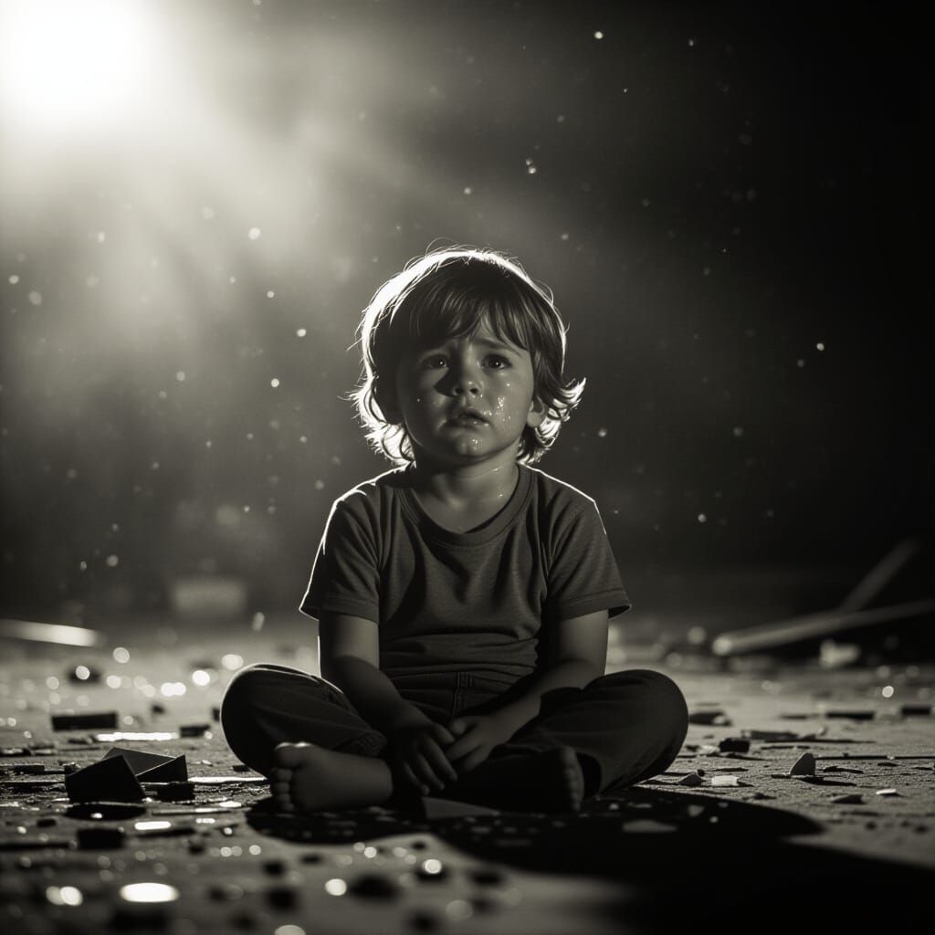 Child Crying in Cinematic Film Still