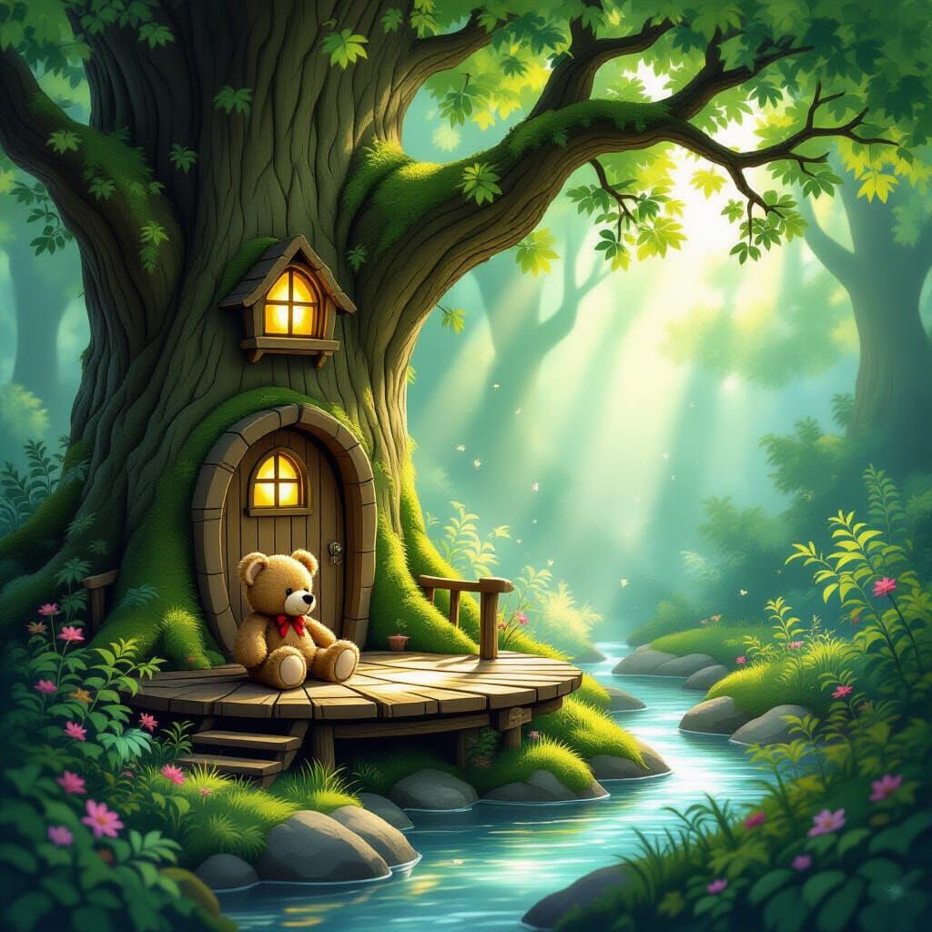 Whimsical Treehouse in Enchanted Forest