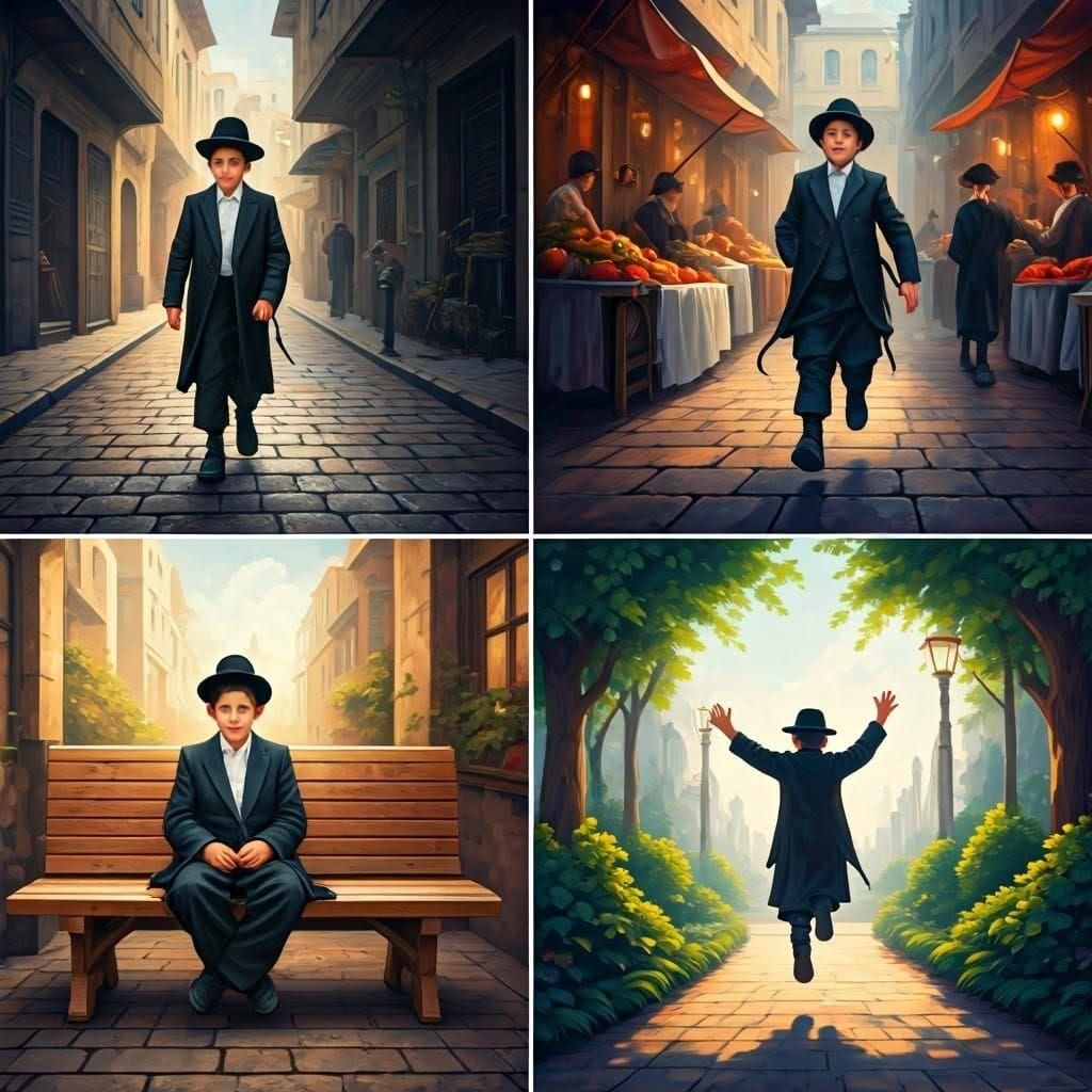 Ultra-Orthodox Boy Poses for Dynamic Photo Series