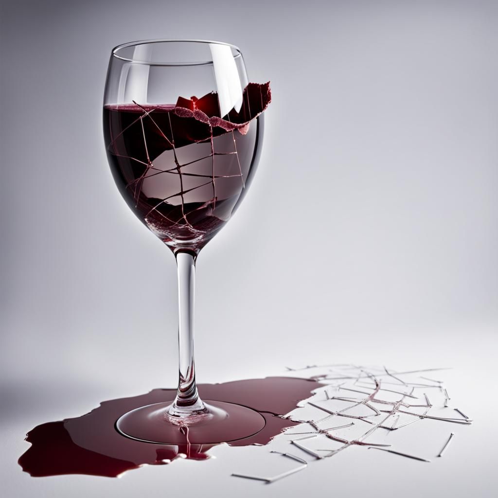 Broken Wine Glass Filled With Wine Crack Covered With Bandaid Ai Generated Artwork Nightcafe