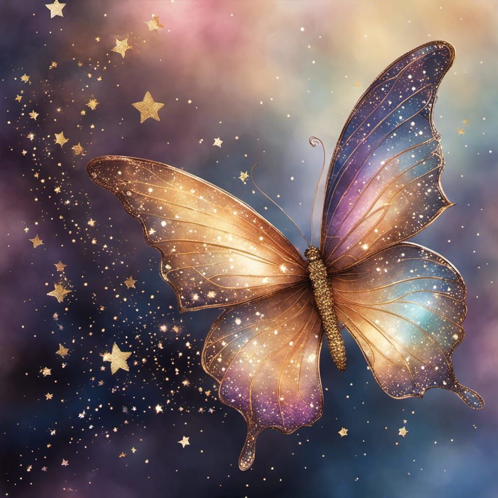 glittering butterfly - AI Generated Artwork - NightCafe Creator