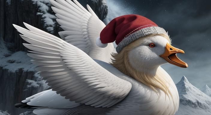AI-fail: "blonde Nils Holgersson as a little tomte with a re...