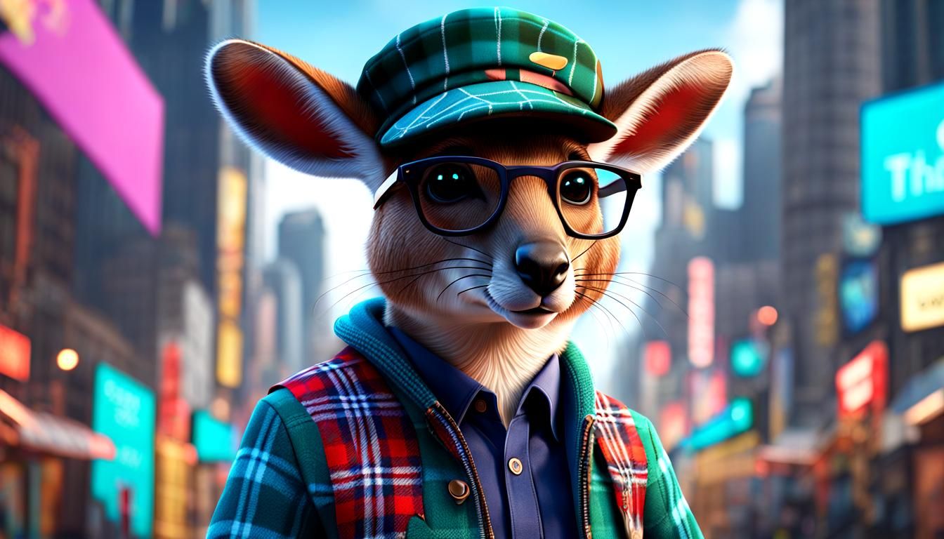 Kangaroo in Plaid