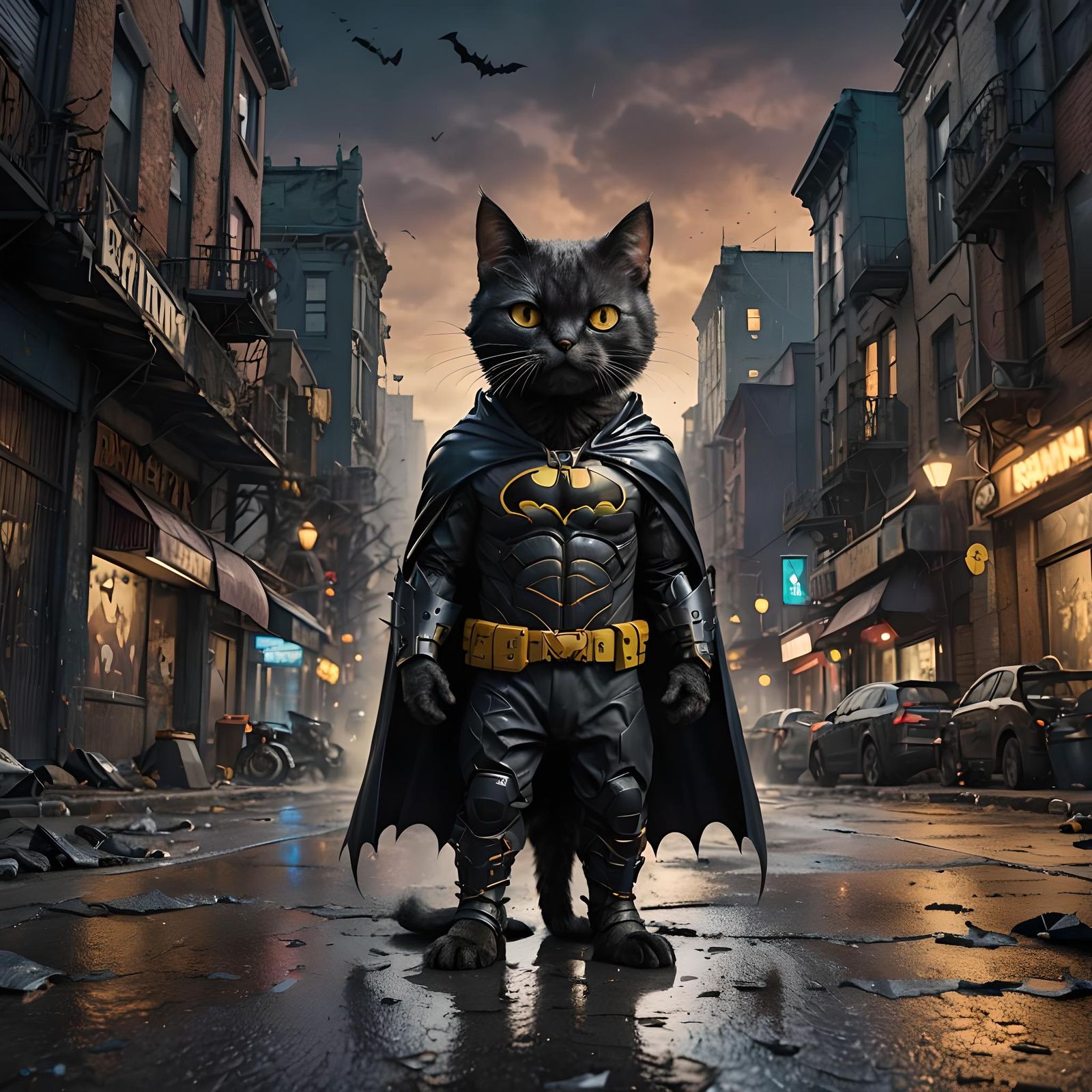 Batcat in the street  by @Francis H