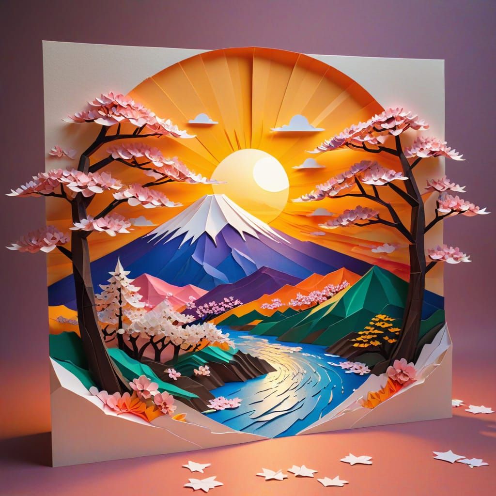 Kirigami of Mount Fuji