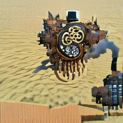 Steampunk Clock in Unforgiving Desert