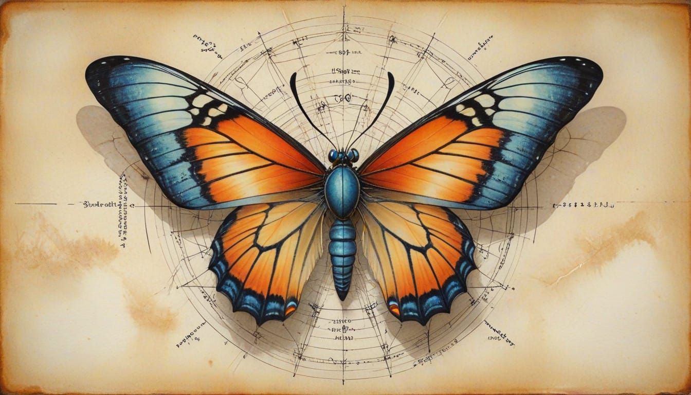 Perfectly Symmetrical Vitruvian Butterfly