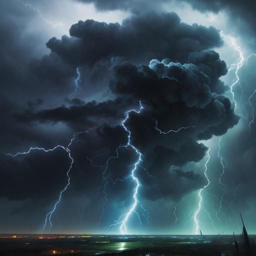 Stormy weather, A twister and terrible lightning across the ...