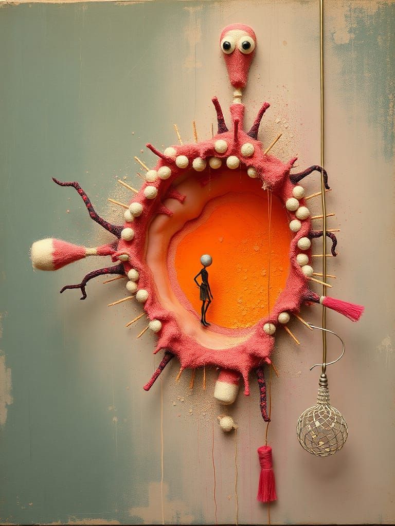 Surreal Mixed Media Assemblage in 2.5D Style