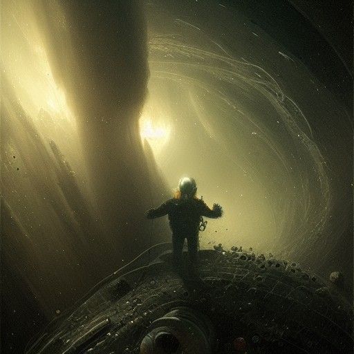 astronaut lost in a scary galaxy