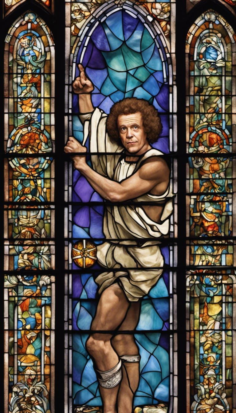 richard-simmons-sweatin-to-the-oldies-as-a-14th-century-german-stained
