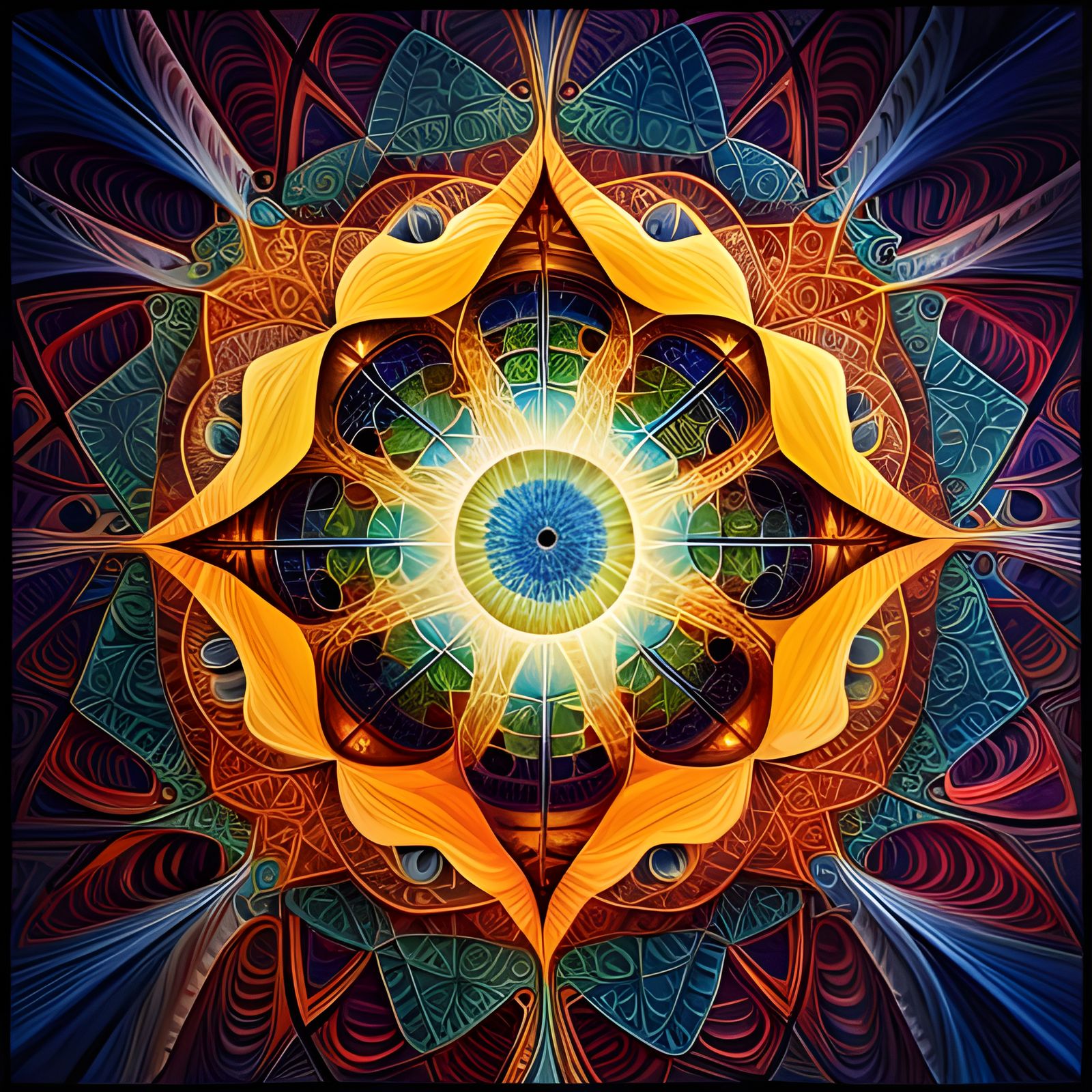 Intricate geometric image merges sacred geometry & Fibonacci sequence. Delicate lines form harmonious ...  by @Deadend