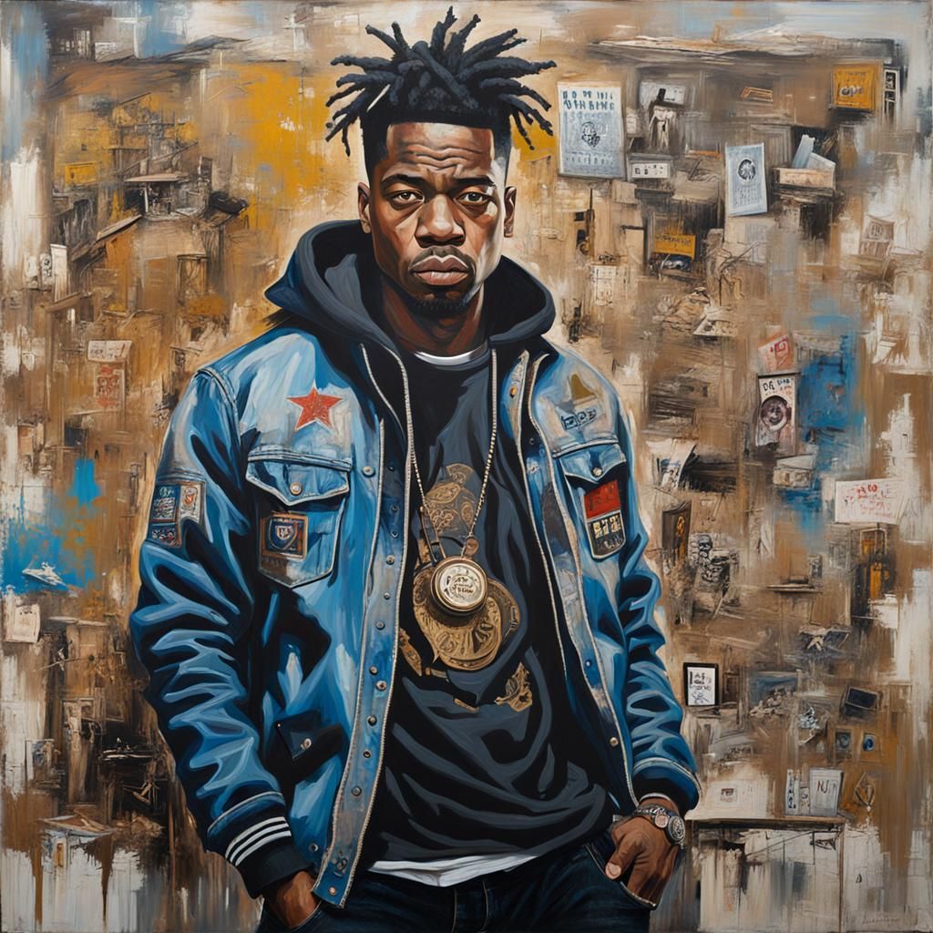 Portrait of badass handsome hip hop guy