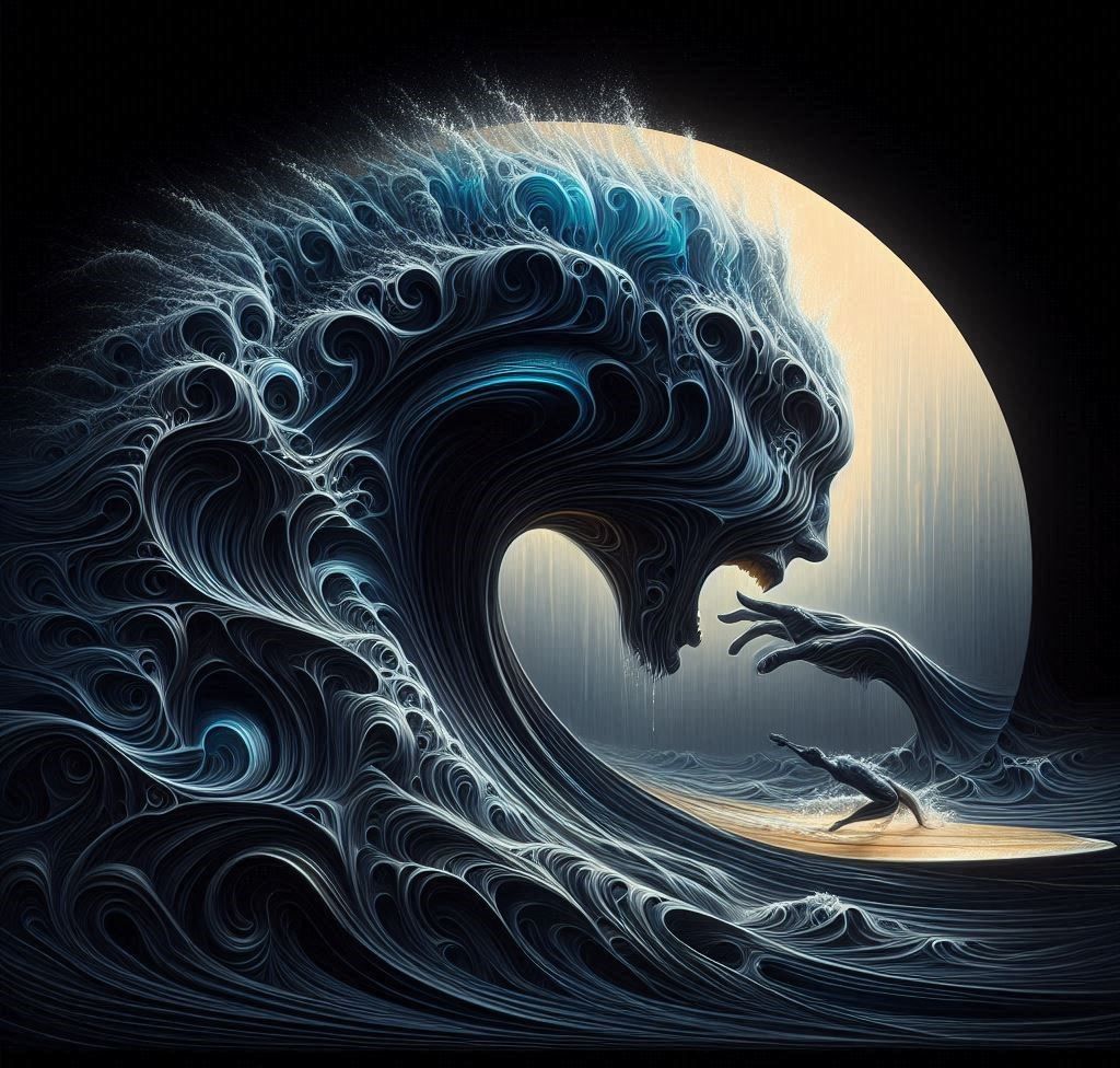 no wave, no swell is so fine as that black, liquid oceanic wall coming to enshroud me