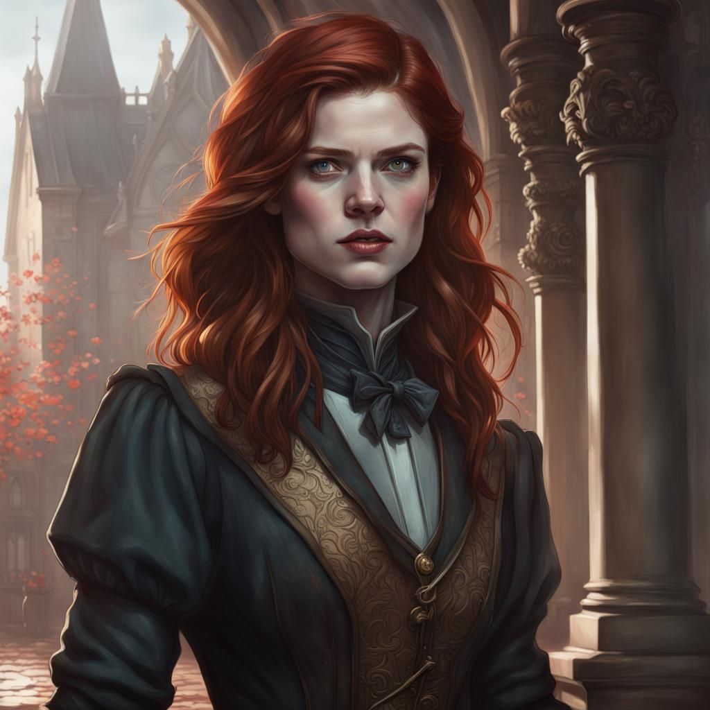 Rose Leslie as a noble duelist in a gothic horror setting - AI ...