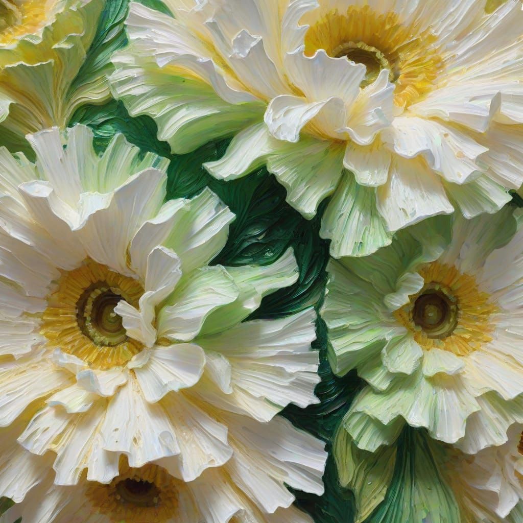 Vibrant Impressionist Oil Painting of a Carved Loofah