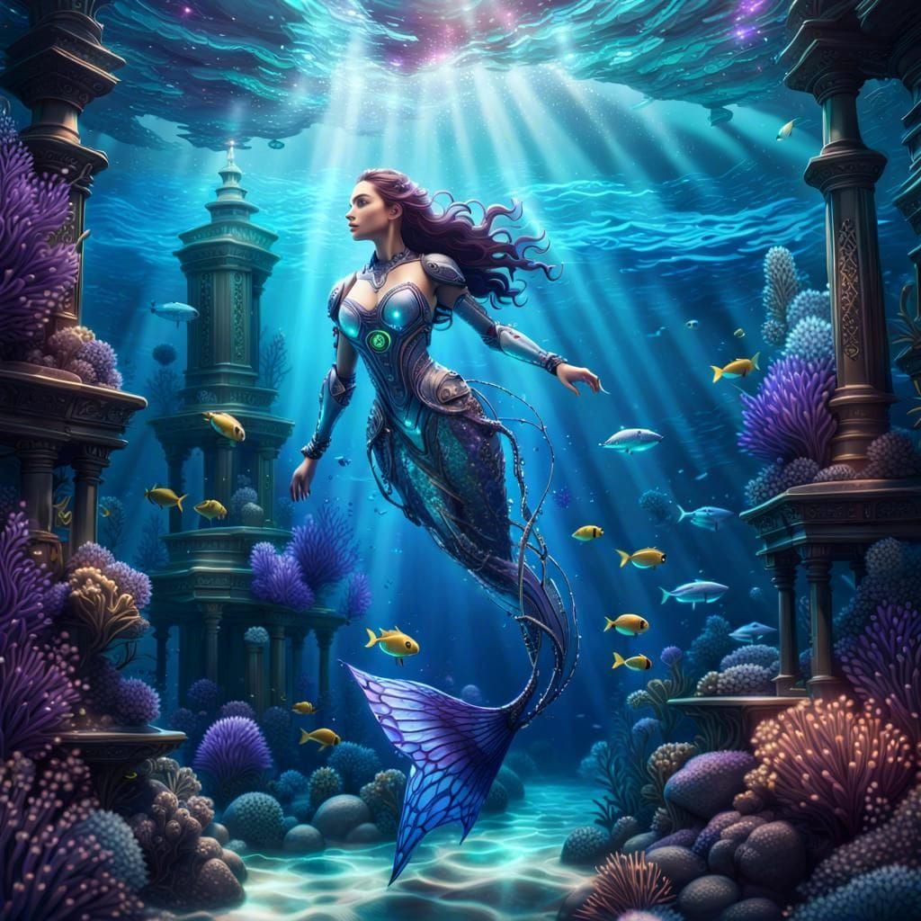 Mermaid Cyborg - AI Generated Artwork - NightCafe Creator