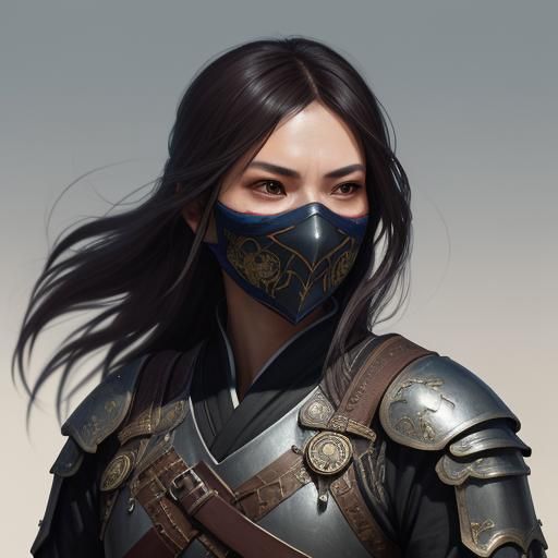 Western Female Ninja Portrait in Art Nouveau Style