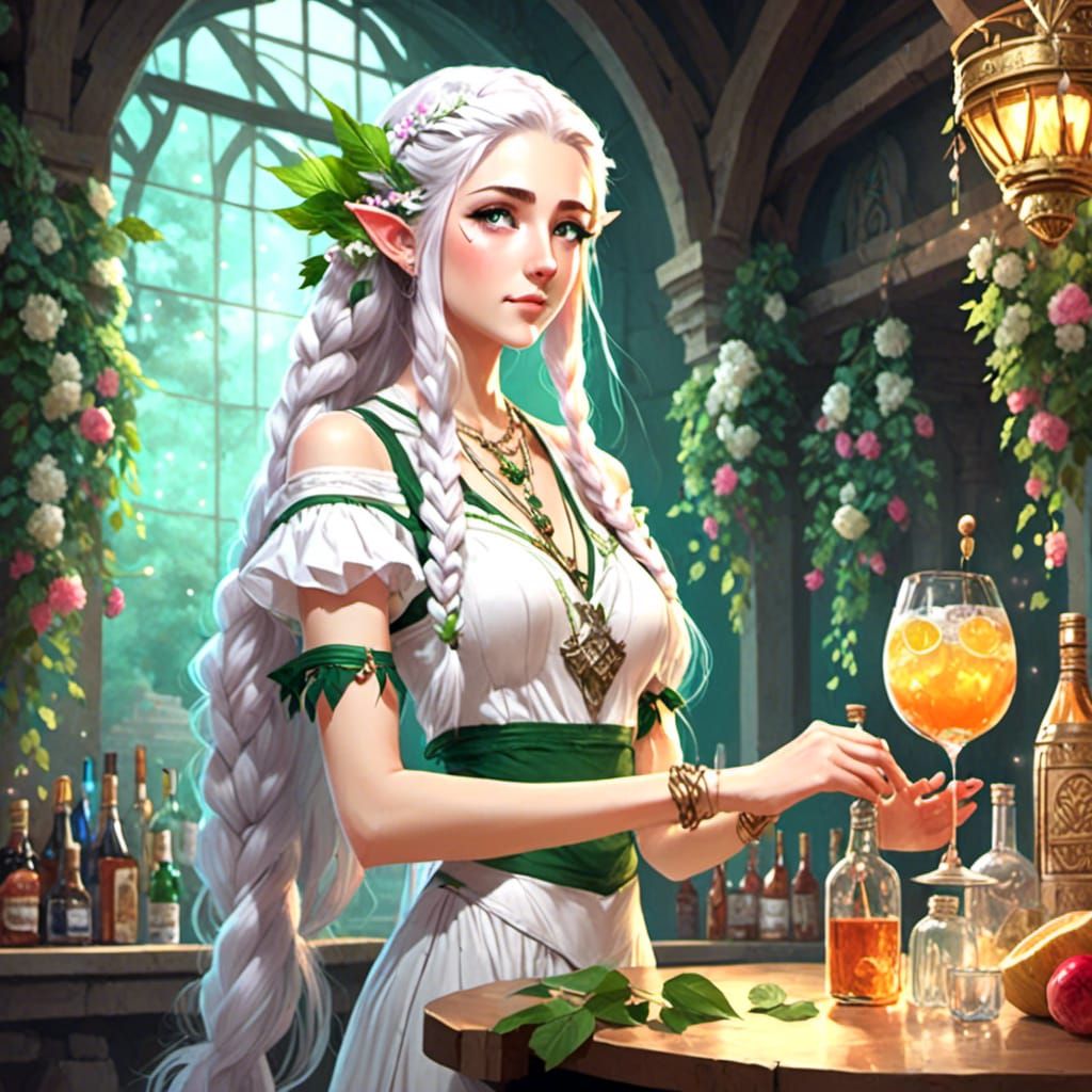 <lora:Teranie Whiterose:1.0> as a bartender in ancient times 