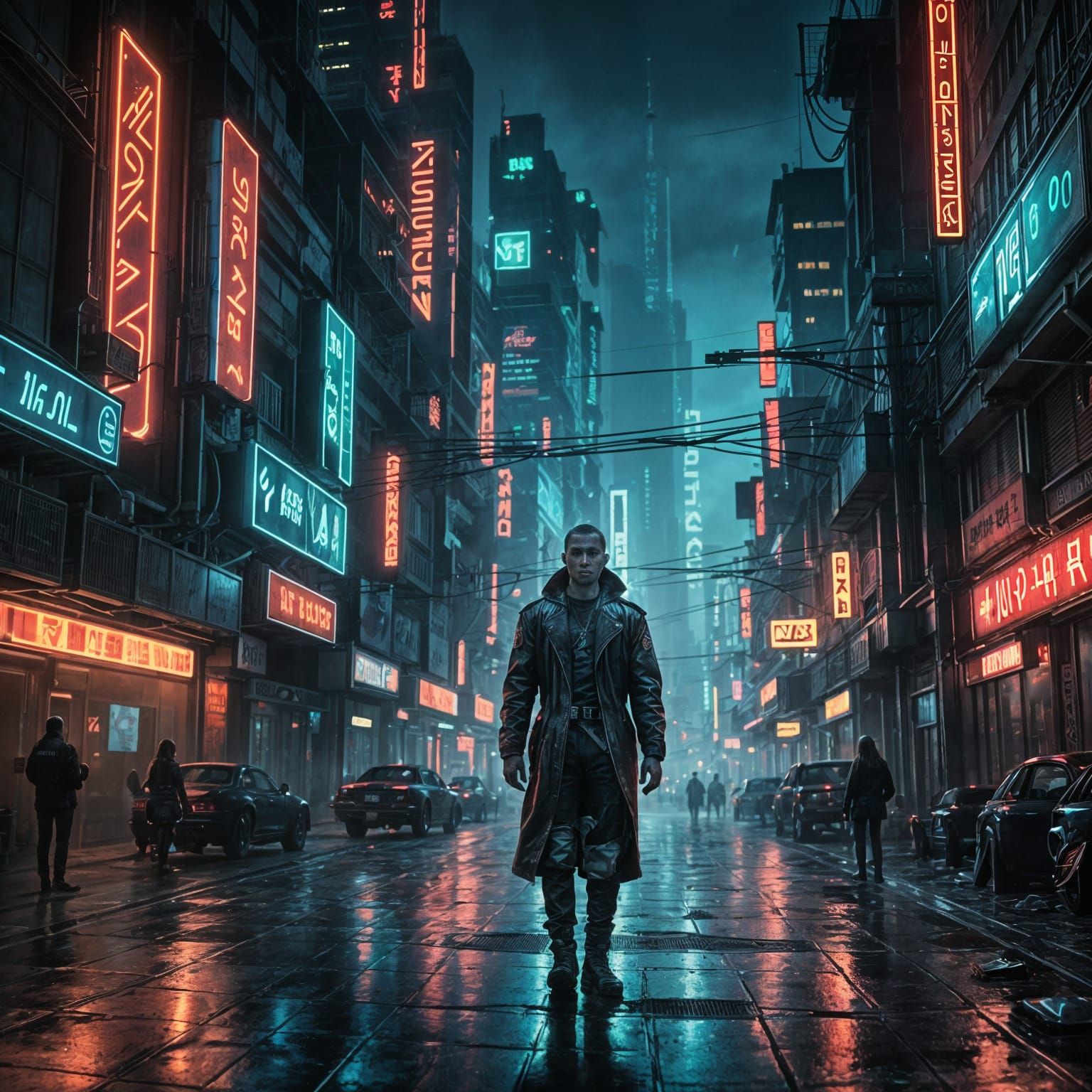 Surreal Winter Forest in Neon Cyberpunk Style