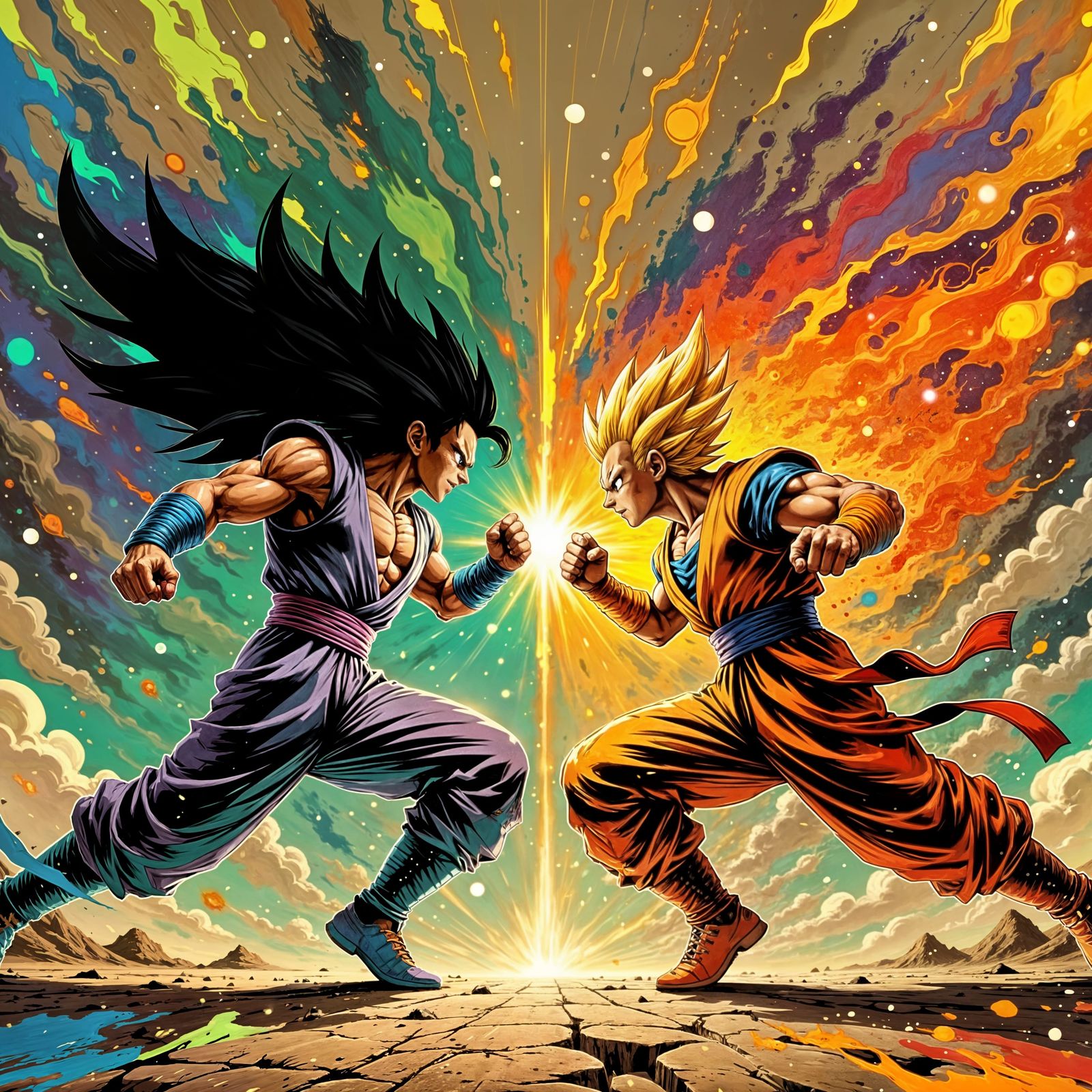 Broly vs Goku   by @The Nights Sky
