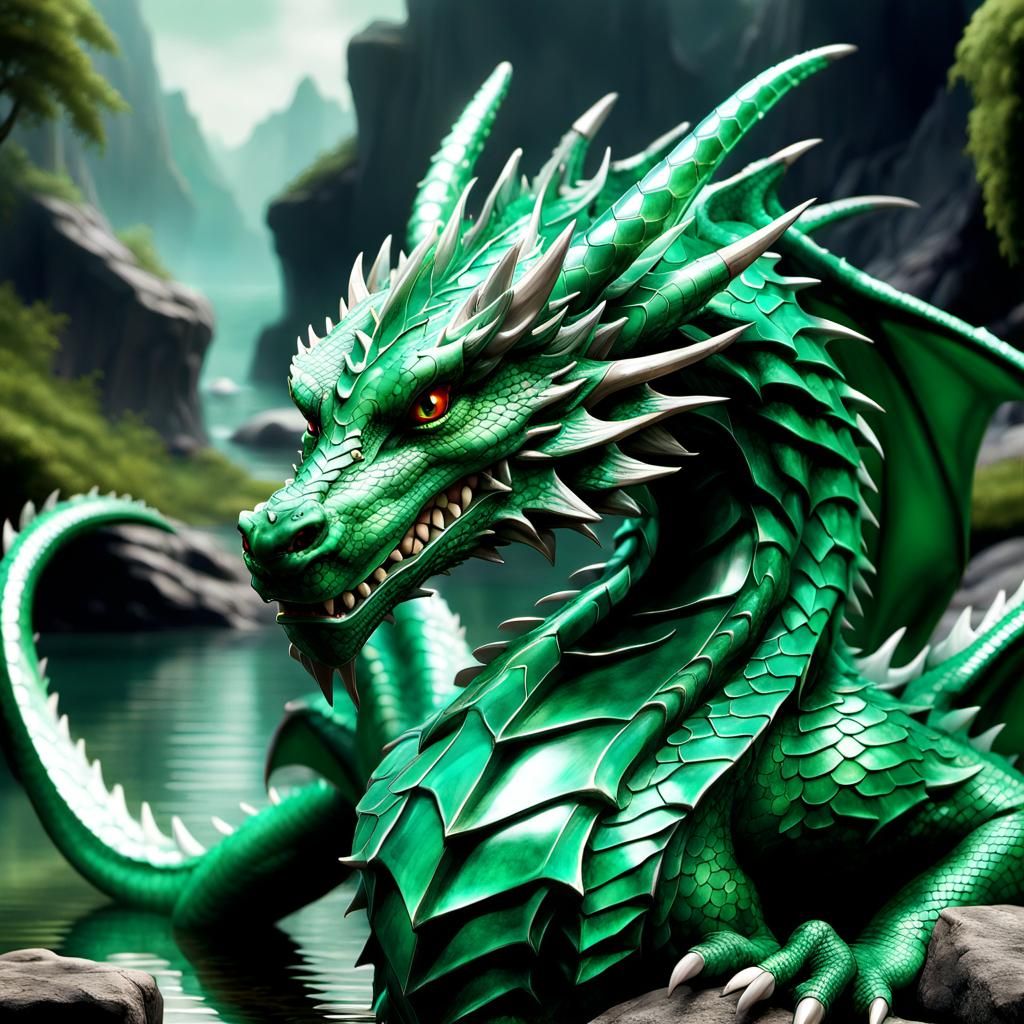 Emerald Green Dragon Evolving - AI Generated Artwork - NightCafe Creator