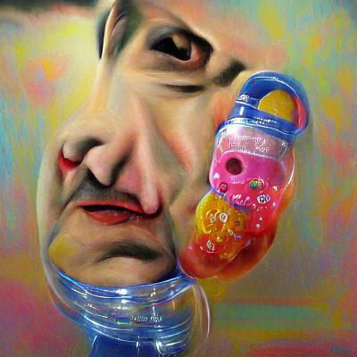 Cruel evil dark Ted Cruz with a bottle and a pacifier colour...