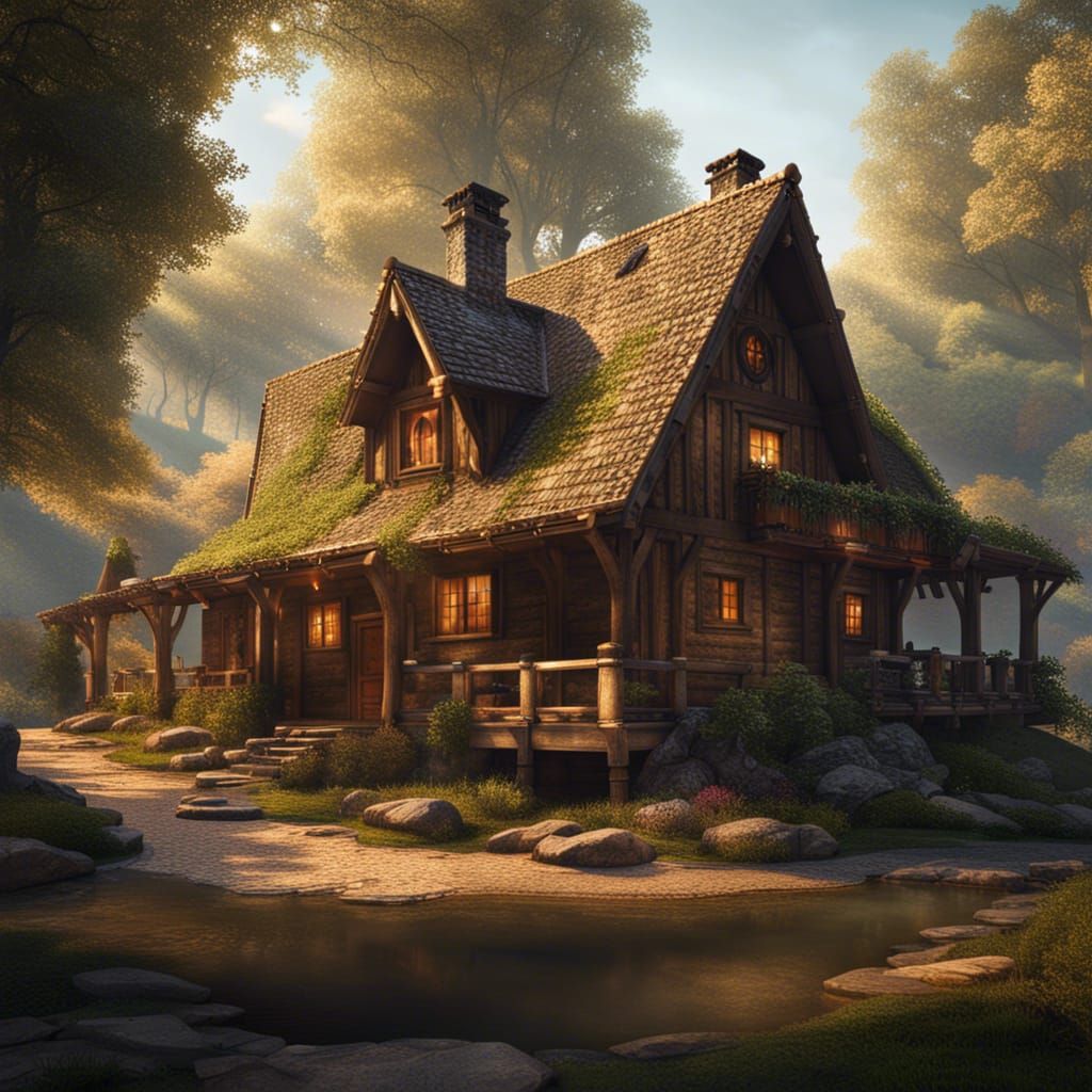 Cozy Cabin in the woods..  by @FruitFan