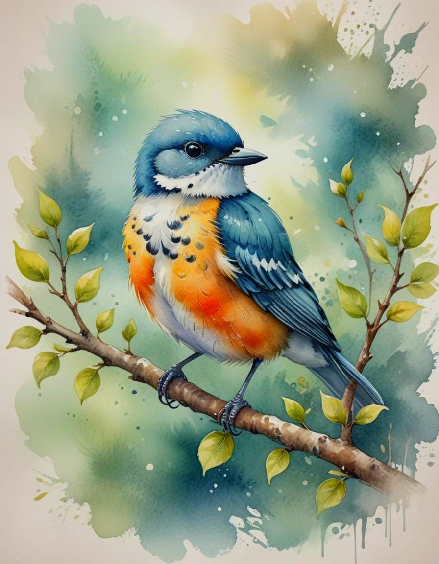 Bird in Watercolor   by @Good_Vibes_Only