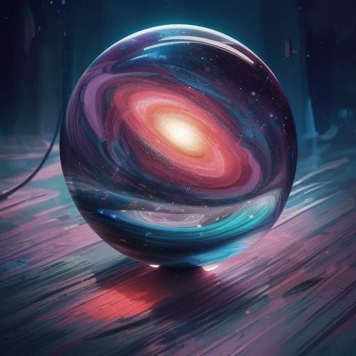 The galaxy inside a glass Marble. The marble is a glass sphe...