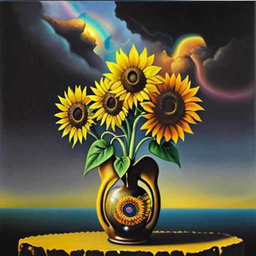 Electric Lighting Cat Sunflower Rainbow surrealism Salvador Dali matte ...