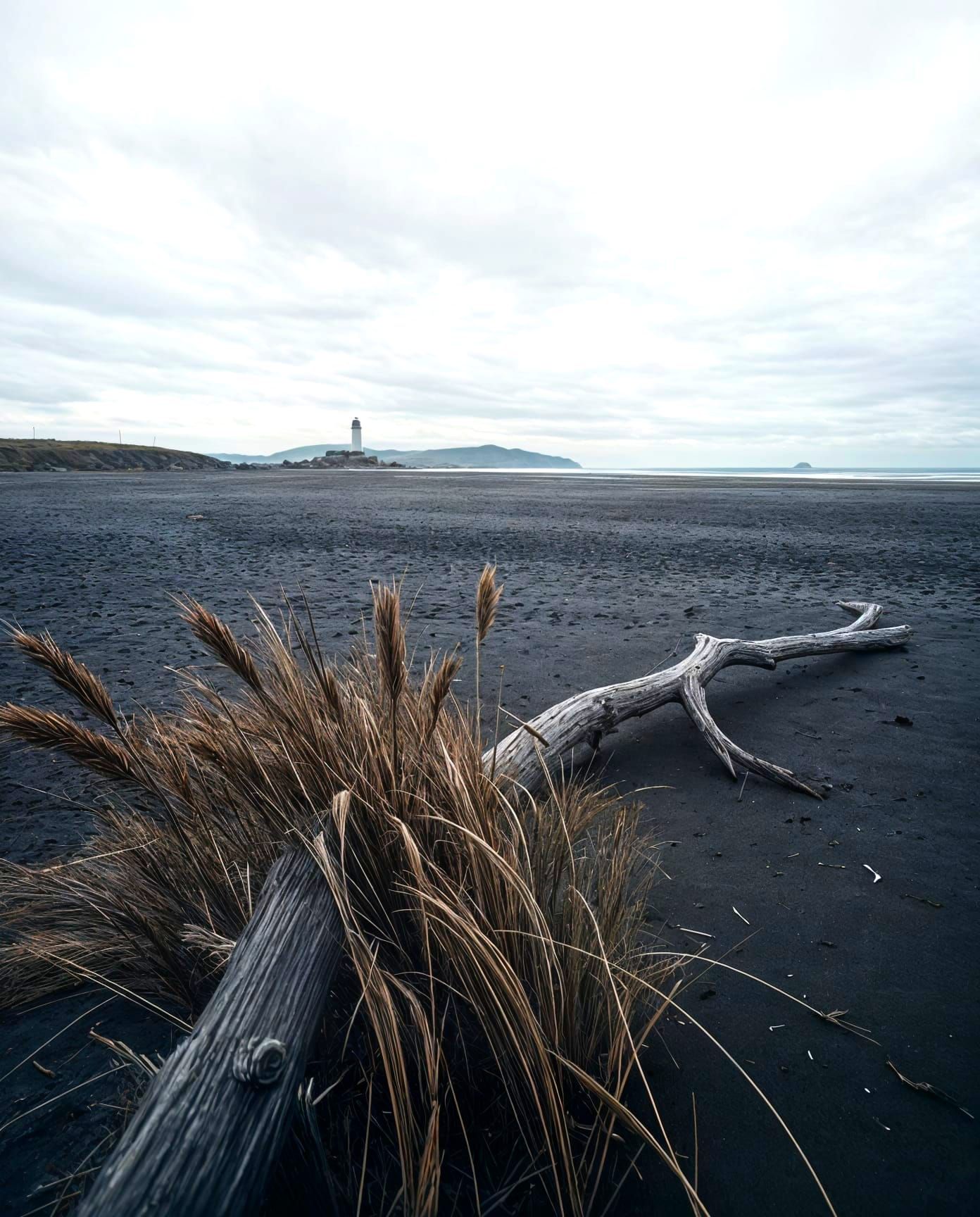 A small, distant lighthouse