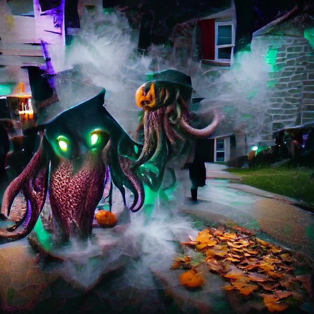 Cthulhu Mythos trick or treating lovecraft halloween 8k