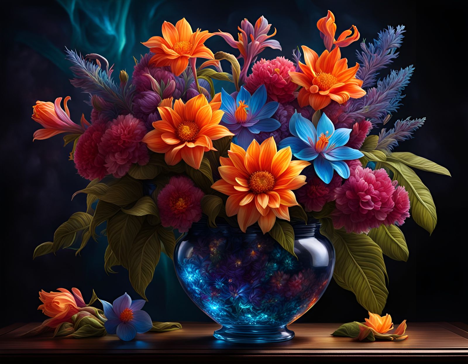 flowers in a vase  by @derekforeal