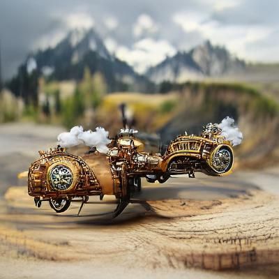Photorealistic happy steampunk vehicles
