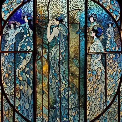 <lora:Glassify:1.0> DEMON Book of Kells Art Nouveau by: Vyacheslav Nazaruk Heywood Sumner Walter Crane Alphonse Mucha Victor Horta Antoni Ga...