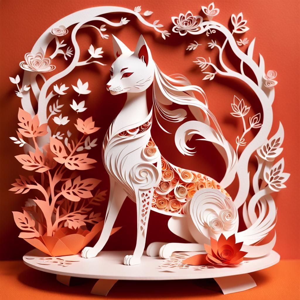 Kirigami Kitsune  by @Kikifoufou