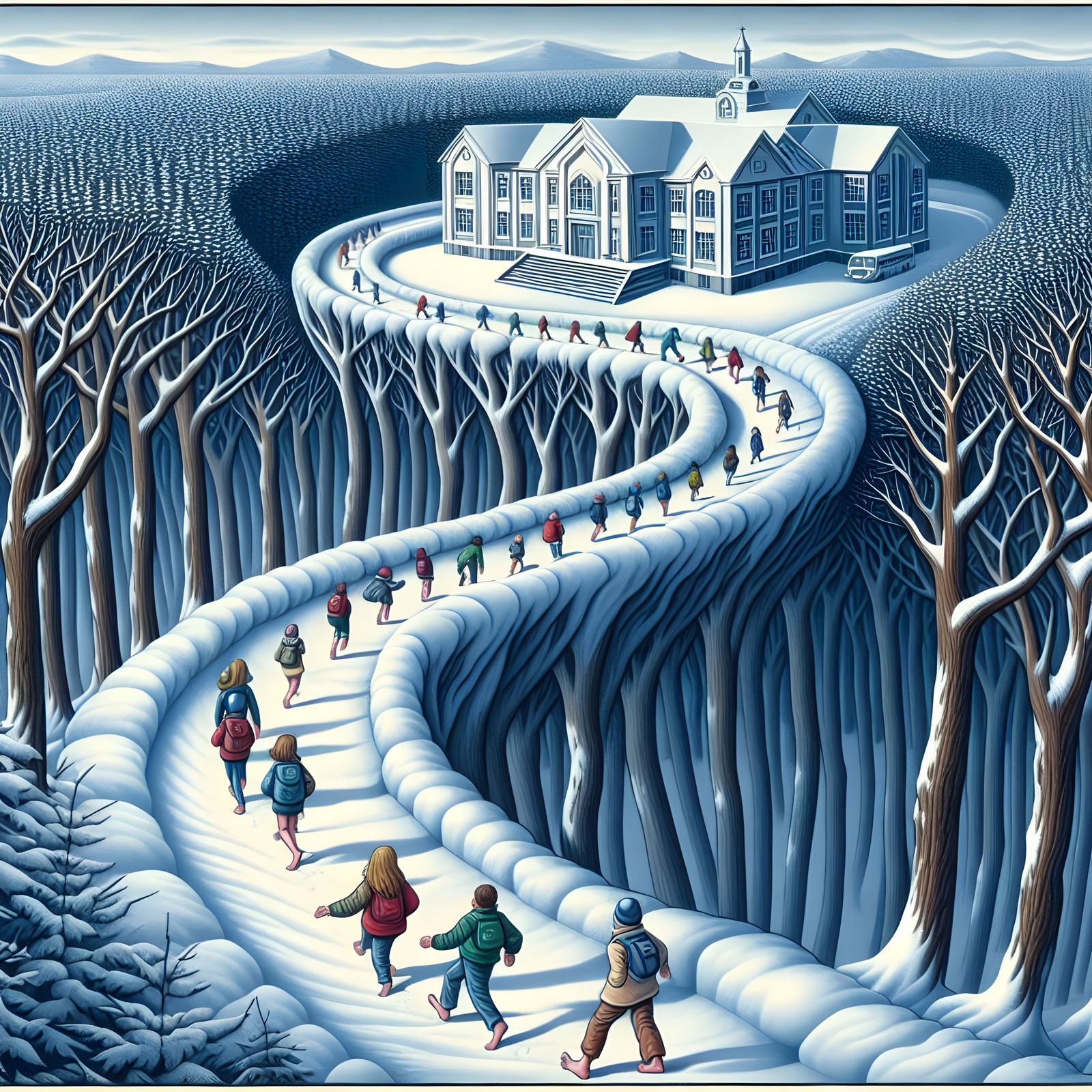 The way to school in our day