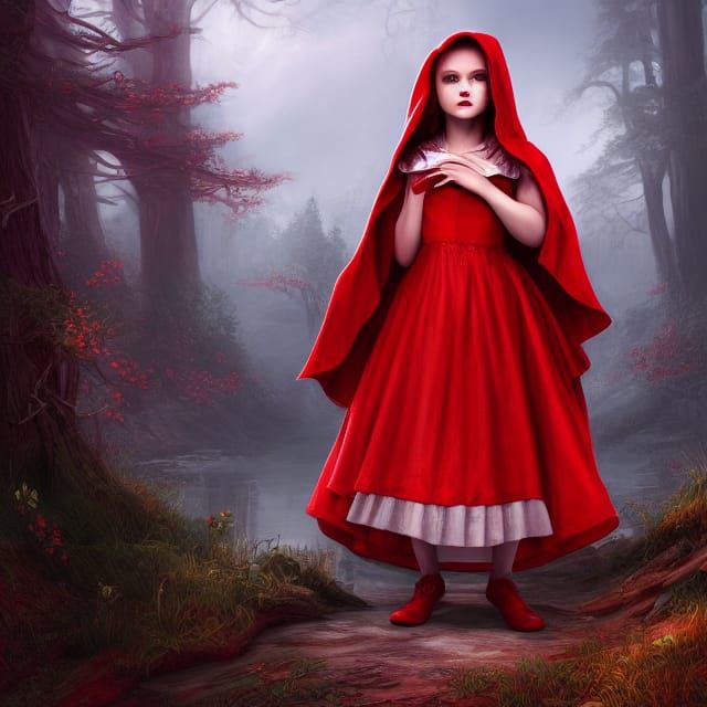 Pinhead dressed like little red riding hood