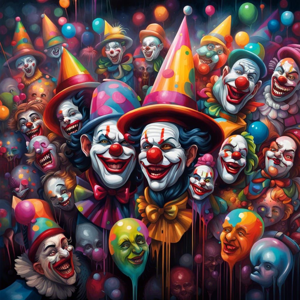 Clown witches - AI Generated Artwork - NightCafe Creator