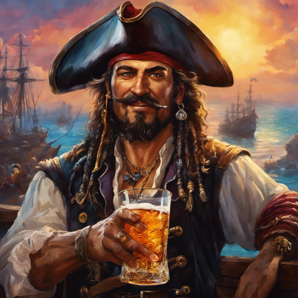 A pirate raising a glass in a hidden tavern after a big haul! - AI ...