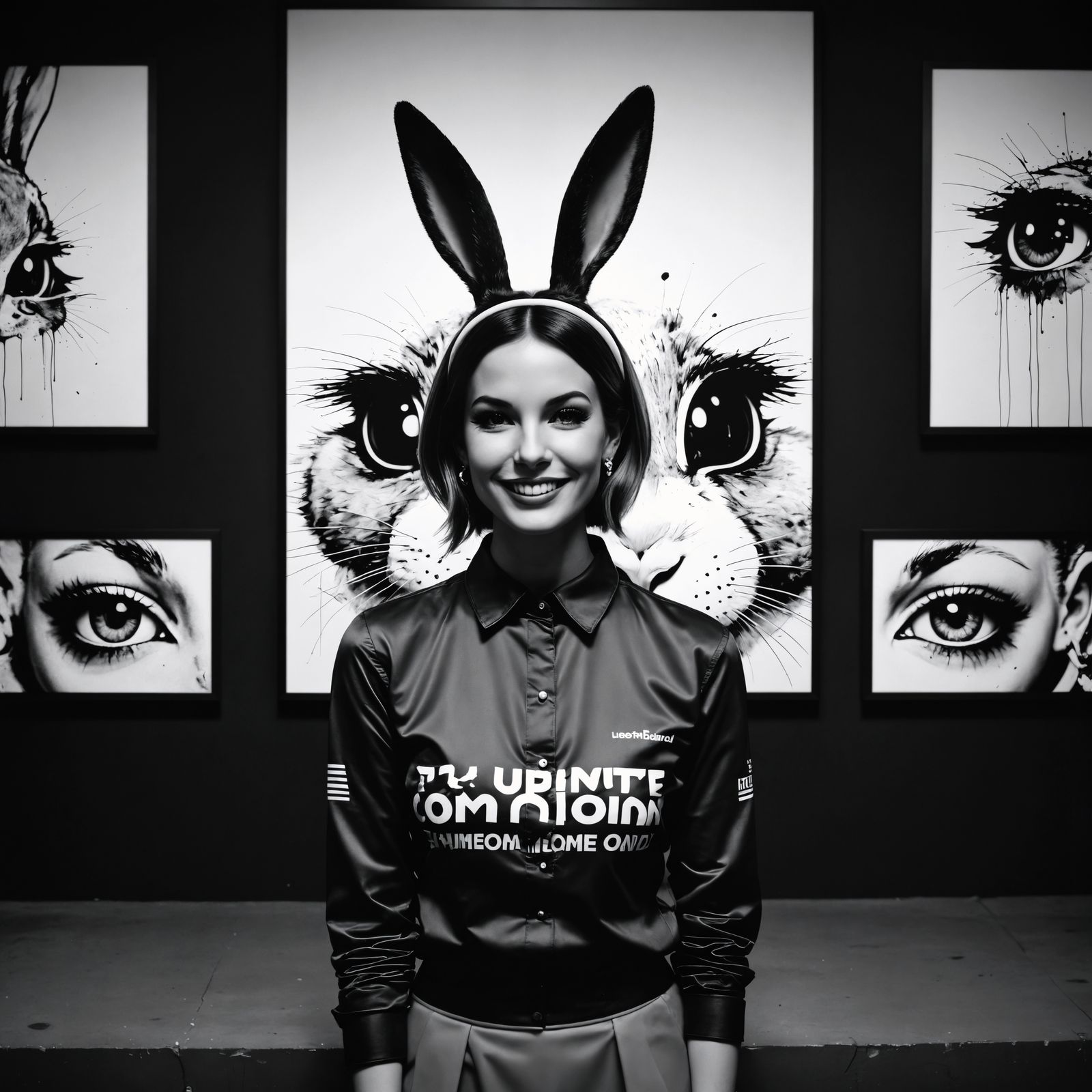 photorealist abstraction of happy go lucky bunny