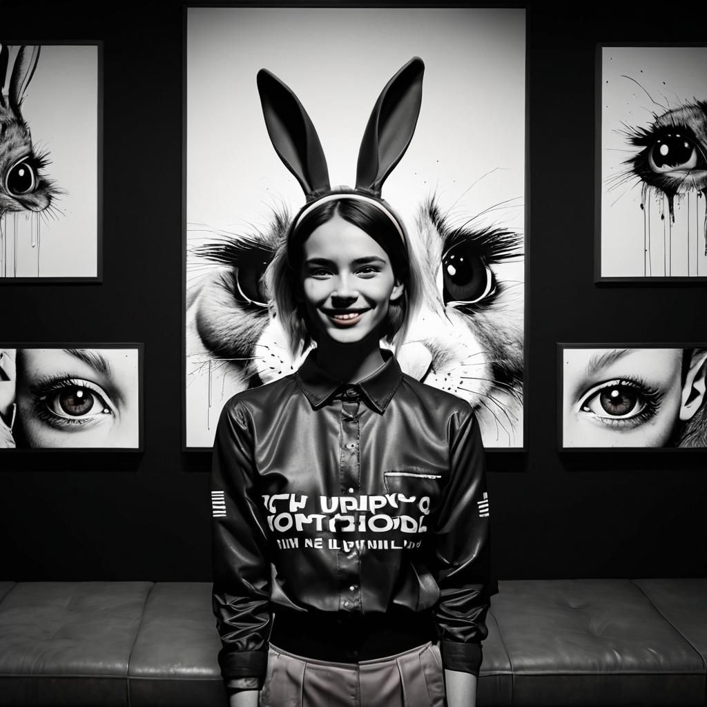 photorealist abstraction of happy go lucky bunny