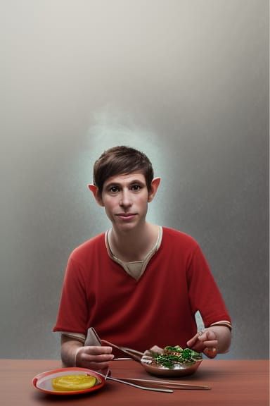 an elf eating a lot