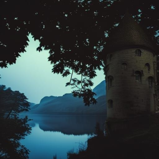Enchanted castle on the lake