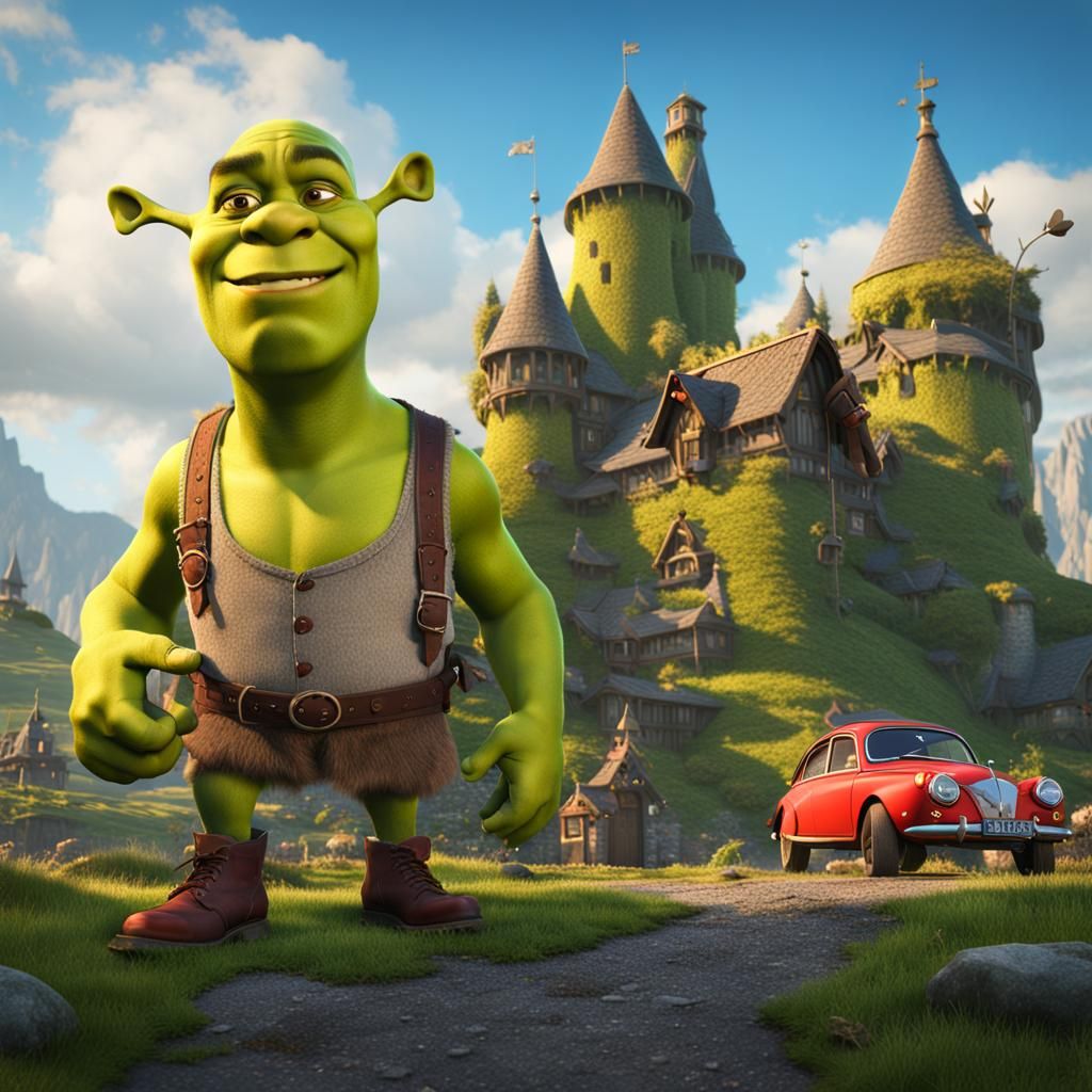 Shrek bought a new car.