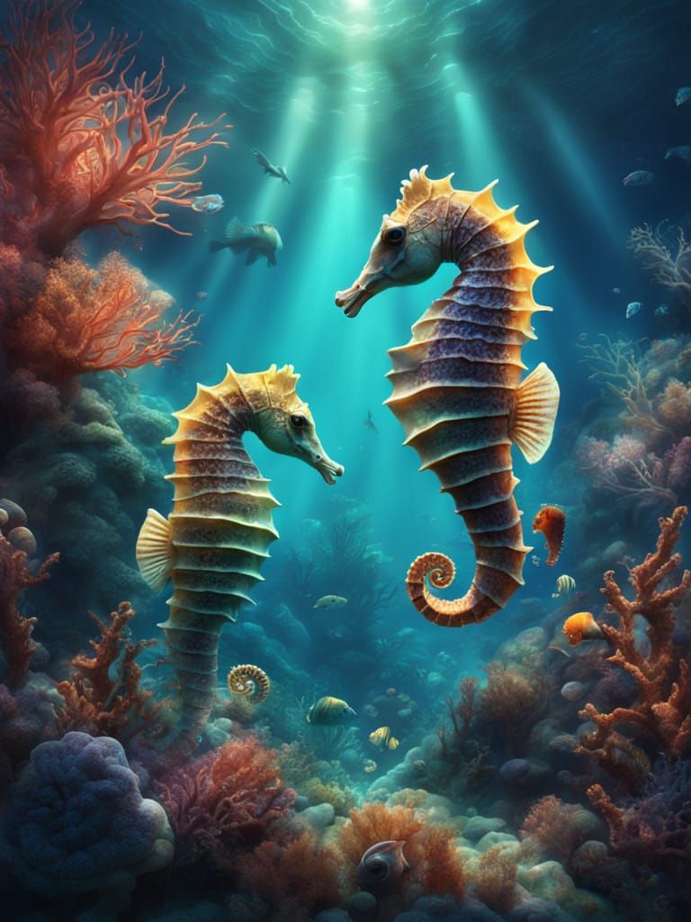 Seahorses  by @Rosien_HoH