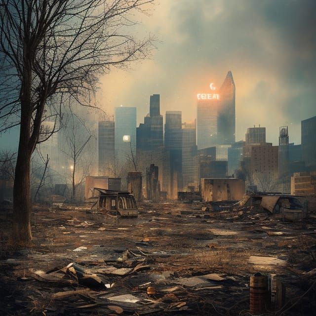 Realistic portrait of blighted Detroit in 2050 overridden with coyotes and rats. Clearly defined, Professional ...  by @Dark Ray Ray