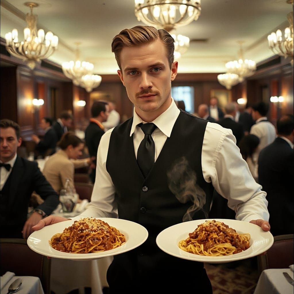 WAITER AND SPAGHETTI
