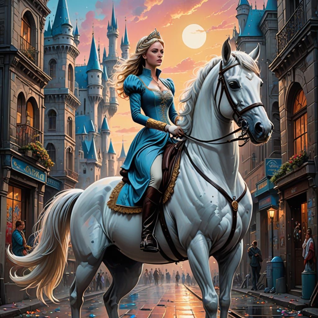 Regal Cinderella Riding Through Twilight